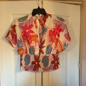 Pink Lily Multicolor Patterned Crop Top size XL